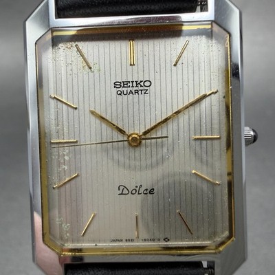 Seiko Dolce Tank Watch Men 26mm Silver Dial Silver Tone 9521-5060