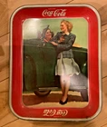 Vintage Coca Cola Tray 1942 Two Girls at Car Roadster Original Coke Serving Tray