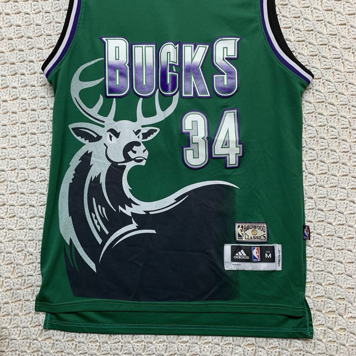 希少 公式 adidas NBA BUCKS レイアレン ユニフォーム 34番 Adidas RAY ALLEN No. 34 MILWAUKEE BUCKS (Size LG) Basketball