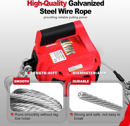 Drill Powered Portable Winch 1000LBS Drill Winch with 40FT Alloy Steel Wire Rope - Picture 2 of 6