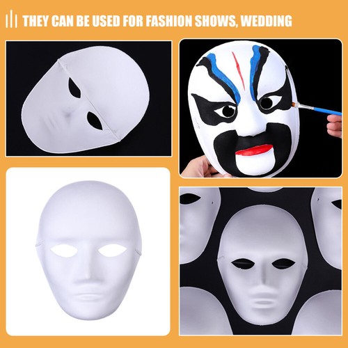 3 Count Blank Pulp Mask Men and Women Decorative Masks Craft to Decorate - Afbeelding 9 van 12