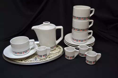 Kaffee Hag Kaffeeservice Vintage Kanne, Tassen, Teller, Milchkännchen, Tablett