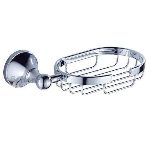 Euro Wall Mounted Bathroom Shower Soap Dish Holder Storage Basket Shelf Chrome - Picture 2 of 4