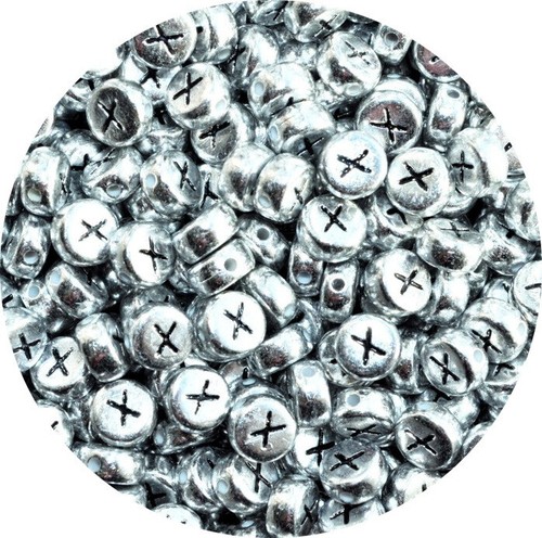 7mm flat round SILVER colour mixed & single letters acrylic Alphabet beads DIY - Picture 28 of 30