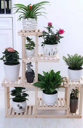 Wooden Plant Stand Shelf Multi-Tier Indoor Outdoor With or Without Wheels 多层实木花架 - Picture 5 of 26
