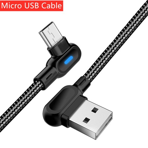 90 Degree Angle USB to Type-C Micro USB Charger Cable Fast Charging Sync Cord - Bild 10 von 13