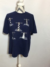 hanes heavyweight t-shirt vintage single stitch Lighthouse Blue Women Large