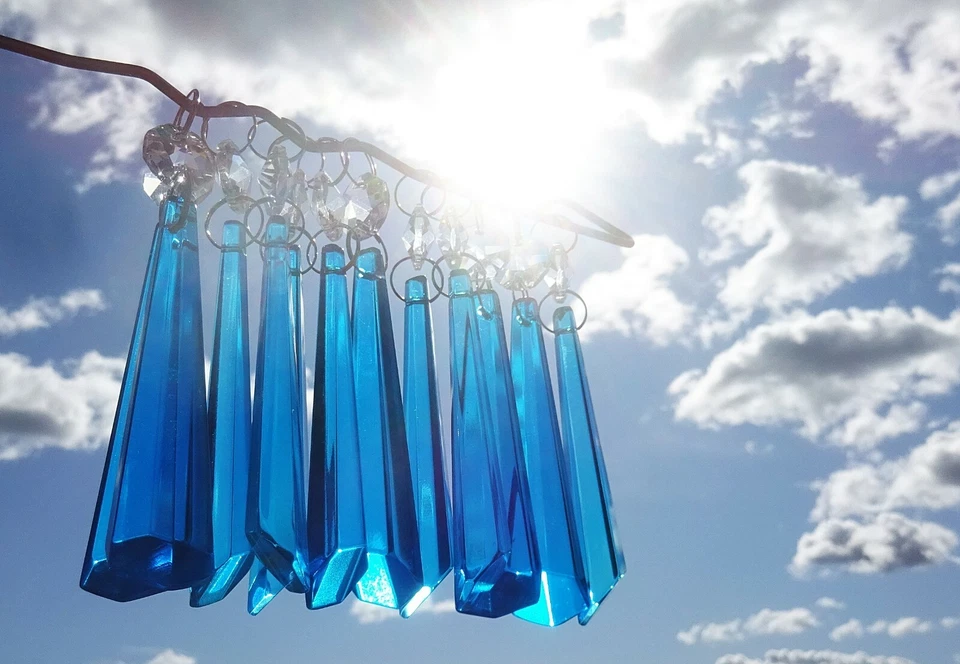 25 PIEZAS DE LÁMPARA DE LÁMPARA DE ARAÑA TURQUESA CRISTALES CORTADOS DE VIDRIO PRISMAS Foto 2 de 4