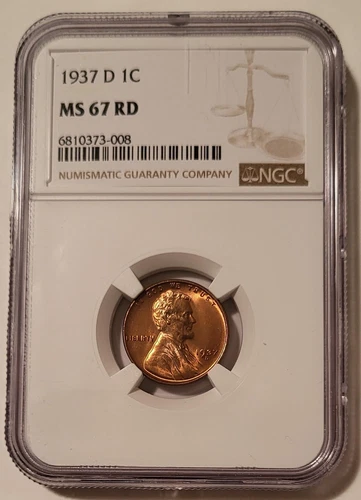 1937 D Lincoln Wheat Cent MS67 RED NGC