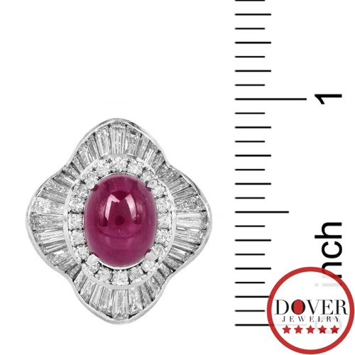 GIA Diamond 5.82cts Ruby Platinum Halo Ballerina Cocktail Ring 13.7Gr NR - Picture 3 of 6