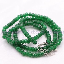 Fashion 2x4mm Green Jade Rondelle Gemstone Bead Necklace 16-28 in