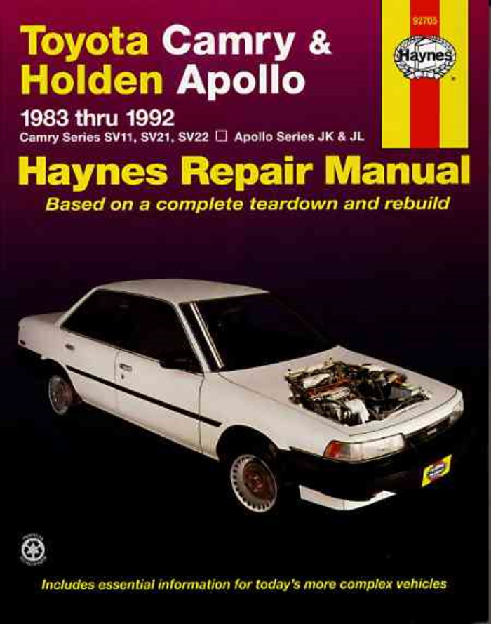 Manual Toyota Camry 1983-1992 Holden Apollo 1987-1989 Haynes Shop