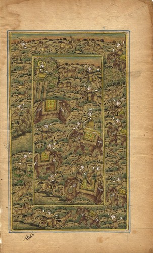 Indian Miniature Painting Of Hunting Scene Vintage Fine Art On Paper 5.5x9 Inch - Picture 2 of 6