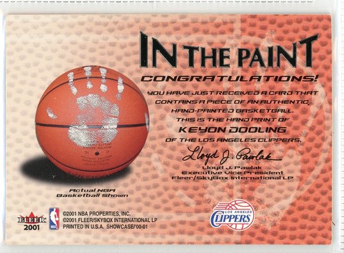 2001 Fleer Showcase KEYON DOOLING In The Paint Hand Painted Basketball Card - Picture 2 of 2