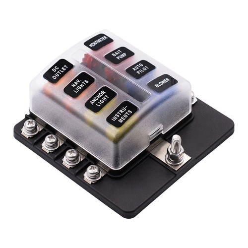 8 Ways Blade Fuse 32V 100A Car Boat Fuse Box Holder W/ Power Panel Board Camper - Picture 3 of 11