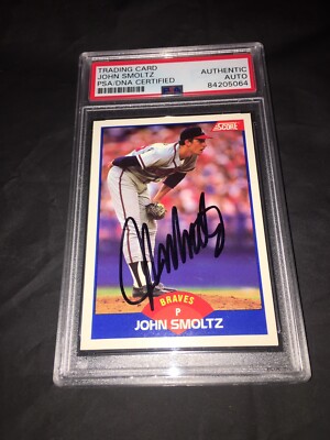 John Smoltz Signed Score Baseball Card Atlanta Braves Star PSA