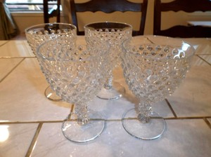 Lot-of-Four-Duncan-amp-Miller-Clear-HOBNAIL-Water-Goblets-5-3-4-inch