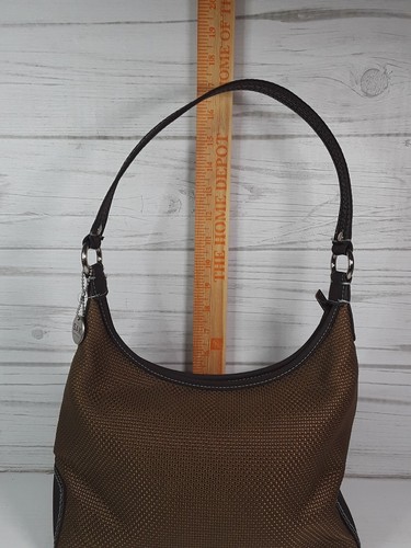 The Sak Crochet Baguette Womens Handbag Purse Brown Nylon Leather Strap - Picture 6 of 16