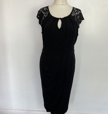 Star Julien Macdonald Black Occasion Faux Wrap Midi Cocktail Party Dress Size 18