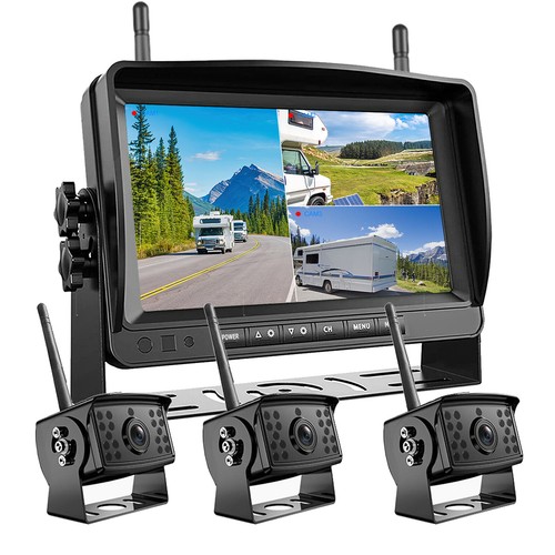 165ft Wireles 7" Split Monitor DVR 1080P Backup Camera for RV Truck Bus Caravan - Picture 2 of 23