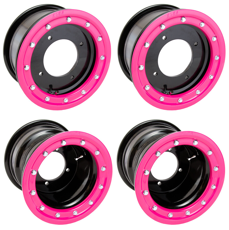 TRX 450R 400ex Front Rear Wheels Beadlock 10x5 and 10x8 Alba Racing BK ...