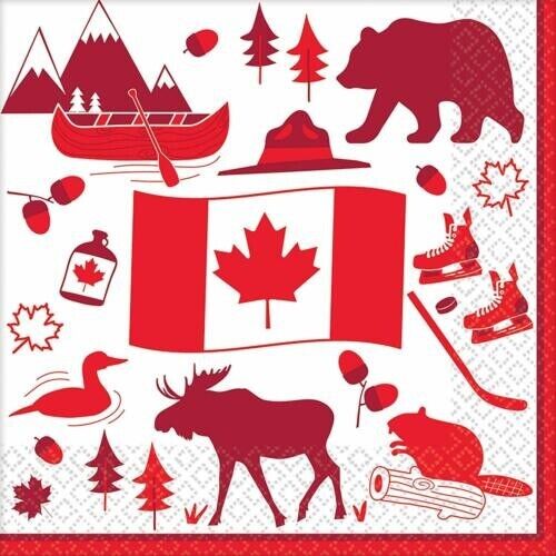 Tovaglioli Canadian Icons Canada Day Flag foglia d'acero tema festa pranzo - Foto 1 di 2