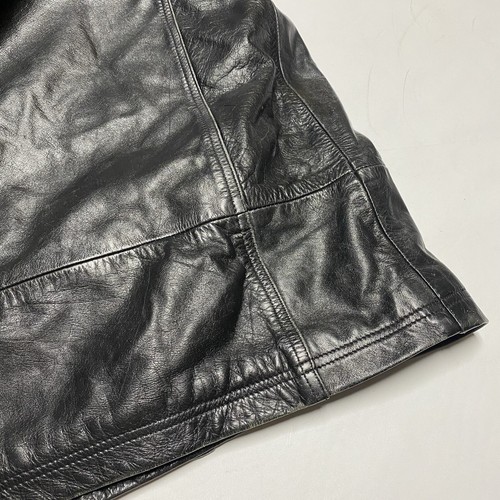 Vintage AVIREX USA Black Leather Pea Coat Wool Lined XL Jacket Peacoat Military - Picture 17 of 17