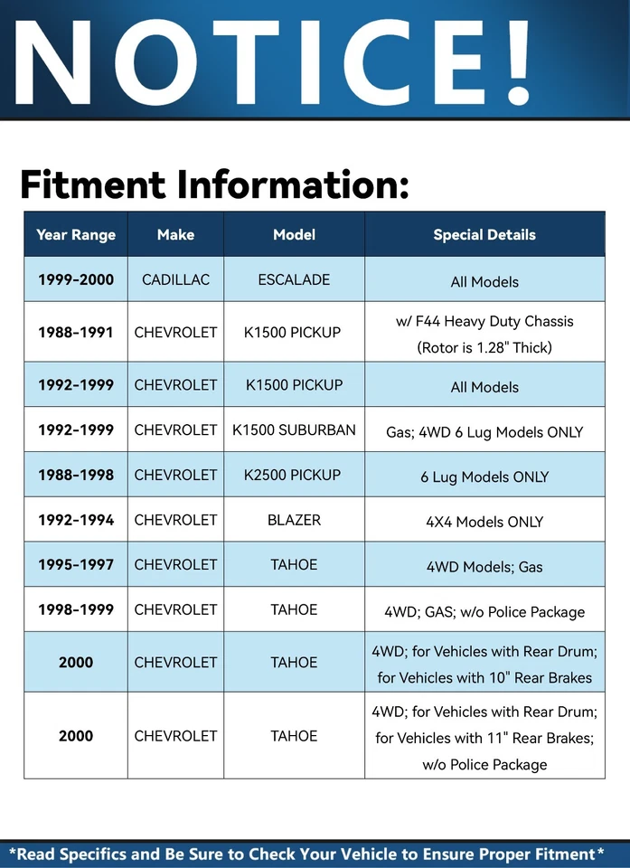 4WD Front Disc Rotors + Brake Pads for GMC Yukon Chevrolet Tahoe K1500 Suburban - Image 2 of 4