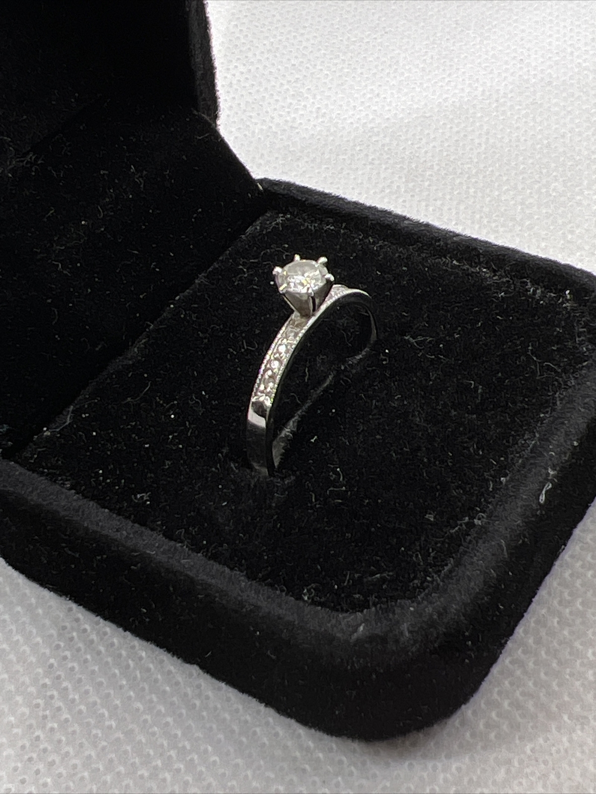 Solid 14K White Gold Solitaire Diamond Engagement… - image 9