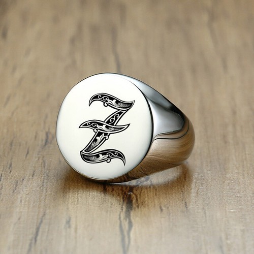 Mens Signet Ring Signature Ring Silver Initials Custom Royal Initialen Letters - Picture 33 of 33