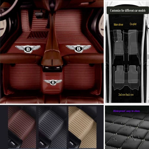 For Bentley All Model Car Floor Mats Waterproof Front & Rear Custom Auto Carpets - Imagen 11 de 34