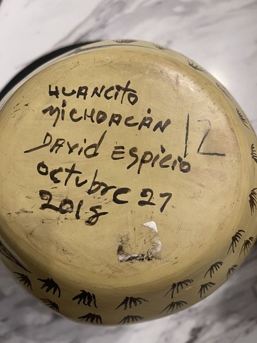 Handgefertigte Keramik Blumenvase von Huancito, Michoacan, Mexiko Künstler David Espicio - Bild 6 von 10