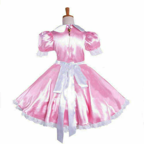 pink sissy Maid Satin Dress lockable Tailor-made - Picture 3 of 3