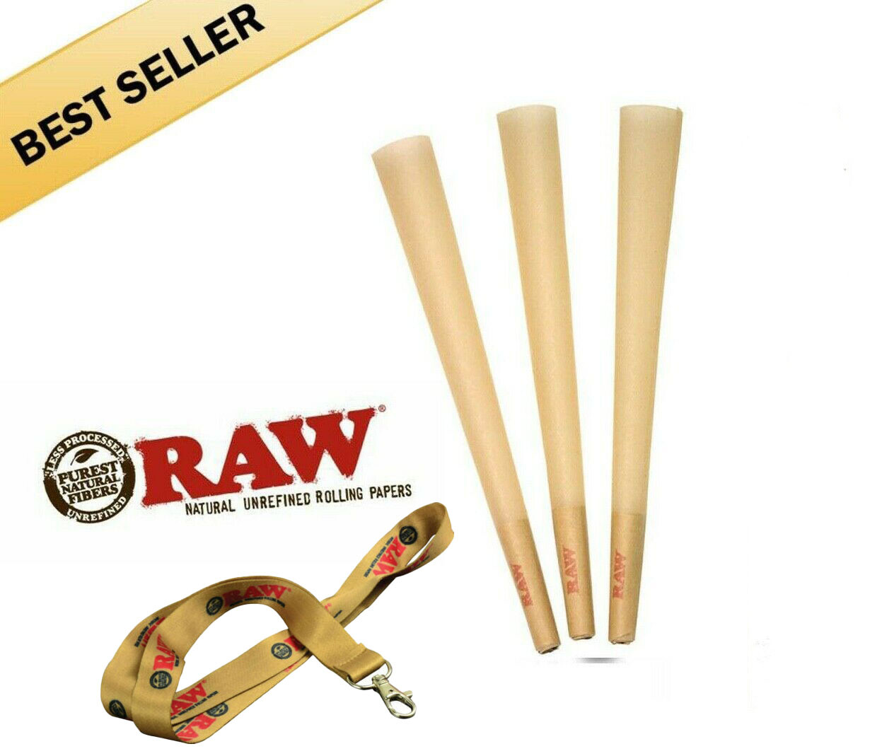 RAW Classic King Size PreRolled Cones (100 Pack) with FREE LANYARD