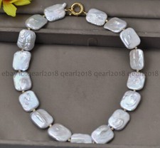 15x20mm Square Genuine Natural White Freshwater Pearl Necklace 14-48 inch