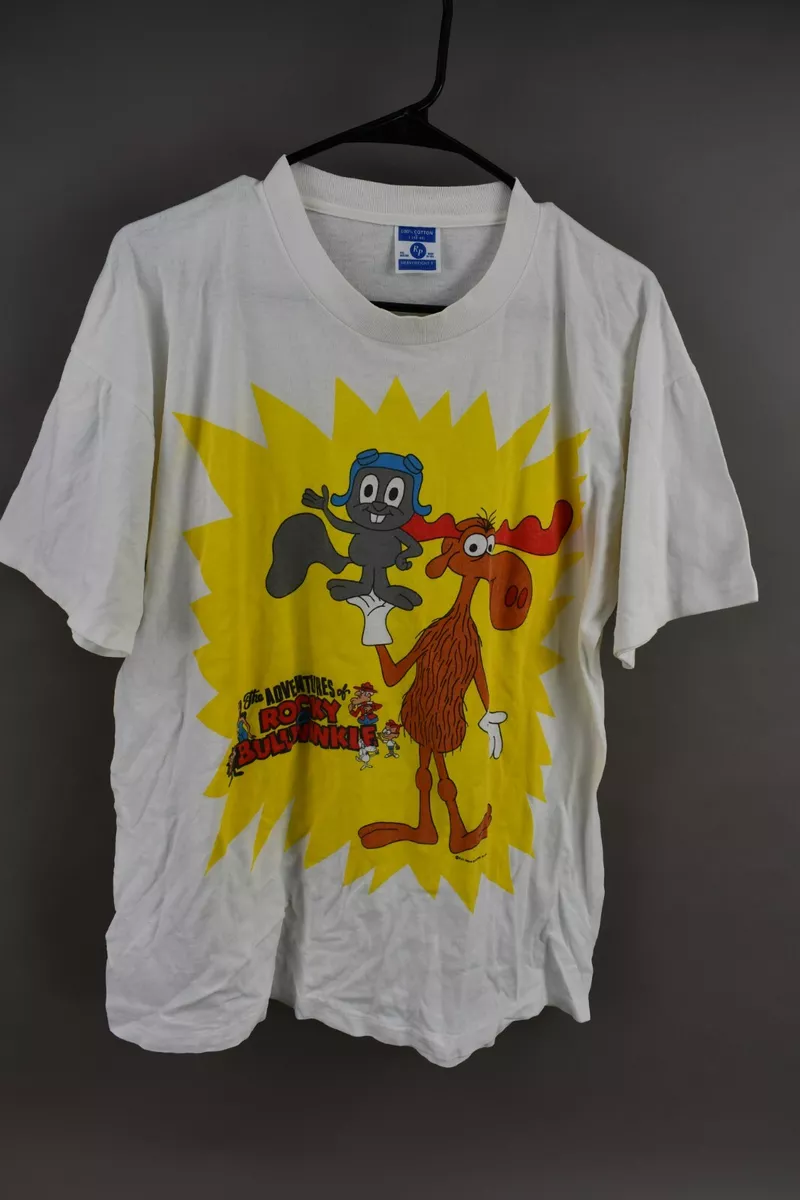 Vintage Rare 90s Rocky and Bullwinkle Single Stitch T-Shirt Size Large