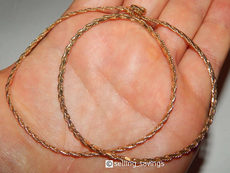 COLLAR CADENA CUERDA PLANA CORTE DIAMANTE ORO AMARILLO 14K ORO ETERNO 3MM 18,25 PULGADAS Foto 2 de 4