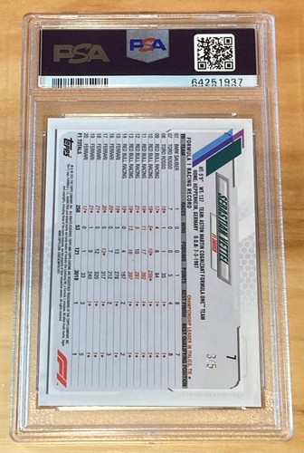 Sebastian Vettel 2021 Topps Chrome F1 Red Wave Refractor/5 PSA 10 *Pop 1* - Imagen 2 de 2