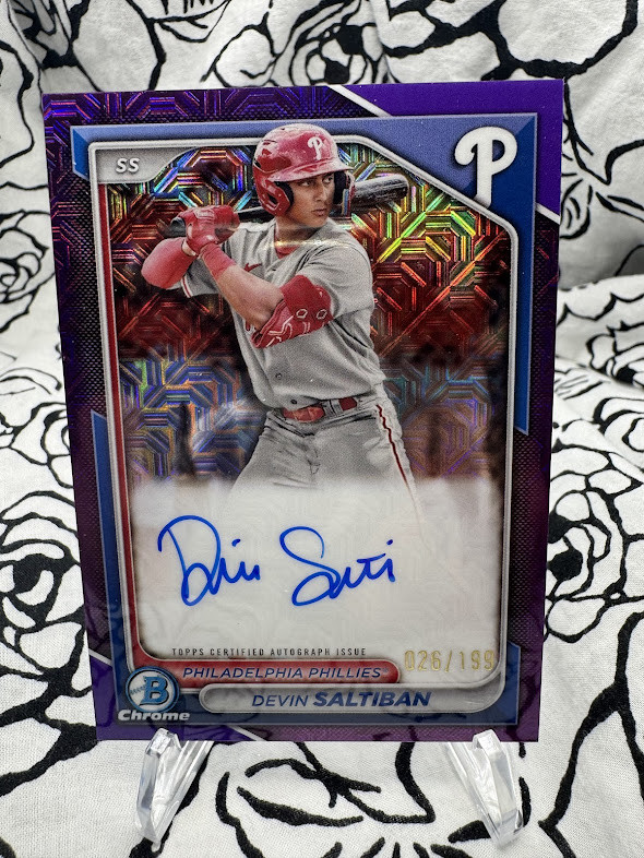 Devin Saltiban - #026/199 - ON-CARD AUTO - PURPLE MEGA MOJO - 2024 Bowman BMA-DS