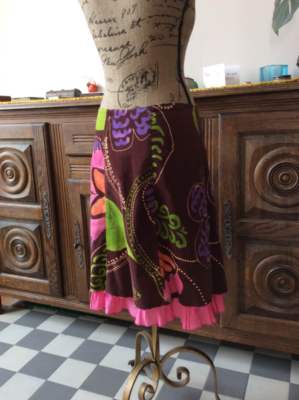 Jupe Desigual En Velours - Taille 38 - Multicouleur - Occasion Très Bon état (presque Neuve)