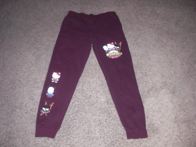 MY HERO ACADEMIA & HELLO KITTY maroon cotton blend JOGGERS Sweats men's Large
