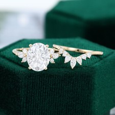 Oval cut Moissanite engagement rose gold Vermeil vintage Unique wedding ring