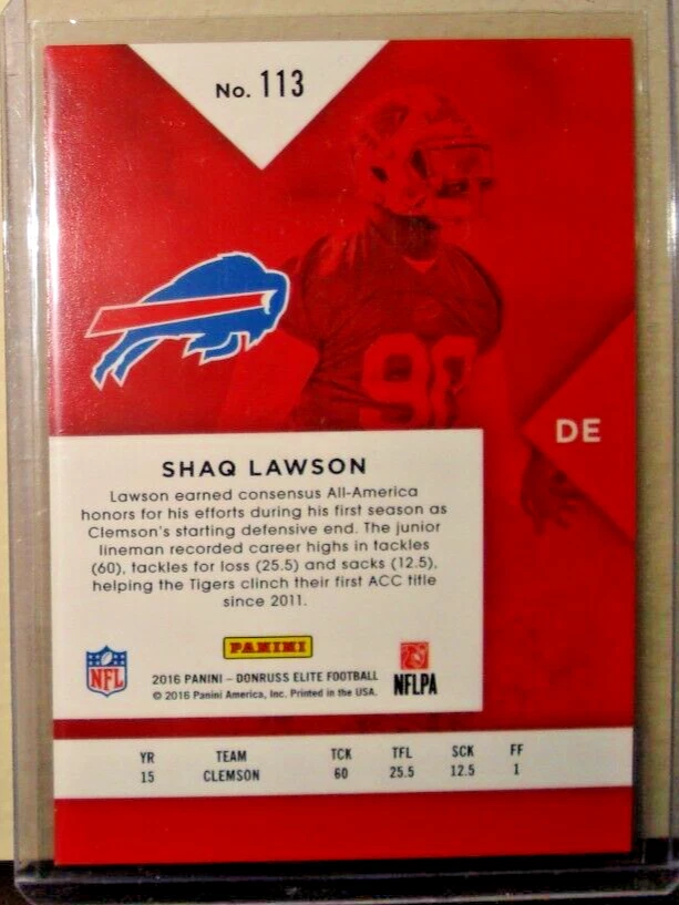 2016 Panini Donruss Elite Shaq Lawson #113 RC - Image 2 of 2