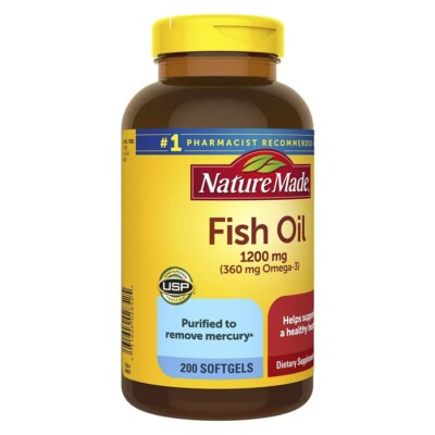  Nature Made Fish Oil 1200 mg (360 mg OMEGA-3) 200 Liquid Softgels