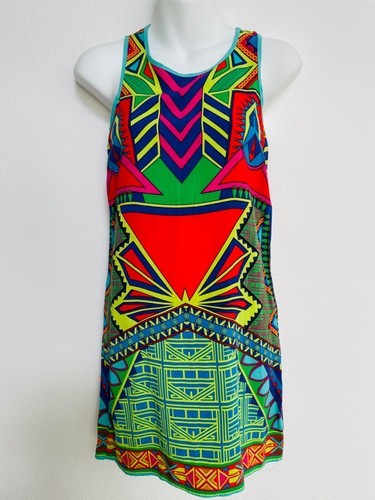 FLYING TOMATO Colorful ART DECO Print Shift DRESS XS - Picture 7 of 12