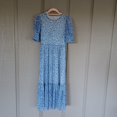 Baum Und Pferdgarten Jocelyn Midi Dress Size XS Animal Print Mesh Semi Sheer