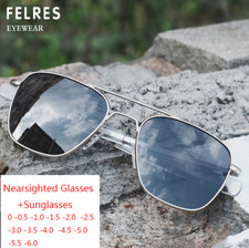 Men Metal Square Tinted Myopia Glasses Nearsighted Glasses Outdoor Sunglasses