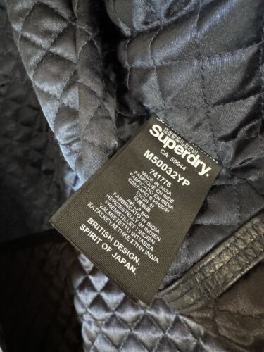 SUPERDRY ENDURANCE INDY CUSTOM LEATHER JACKET BLACK RUB OFF MENS SIZE Medium - Picture 7 of 9