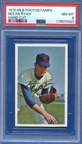 1970 Photo Stamps  Nolan Ryan NY Mets HOF  PSA 8 Very Rare POP-7 Stunning & Cool