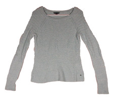 American Eagle Outfitter Womens Cable Knit Sweater Long Sleeve UNeck Size S Blue